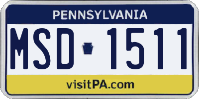 PA license plate MSD1511