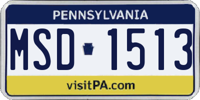 PA license plate MSD1513