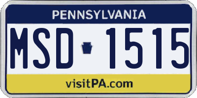 PA license plate MSD1515