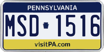 PA license plate MSD1516