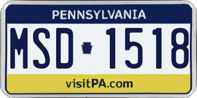 PA license plate MSD1518