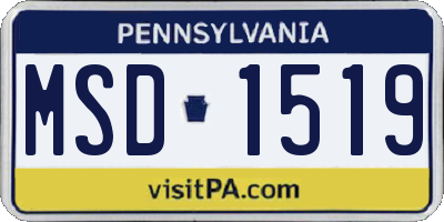 PA license plate MSD1519