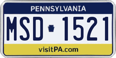 PA license plate MSD1521