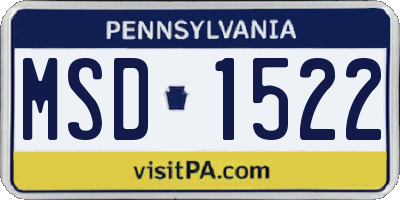 PA license plate MSD1522