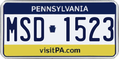 PA license plate MSD1523
