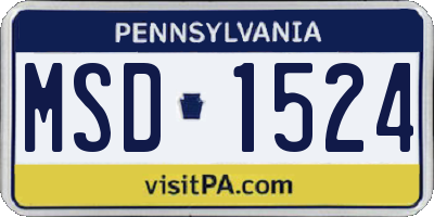 PA license plate MSD1524