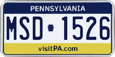 PA license plate MSD1526