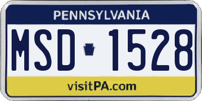 PA license plate MSD1528