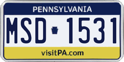 PA license plate MSD1531