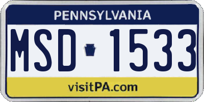 PA license plate MSD1533