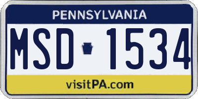 PA license plate MSD1534