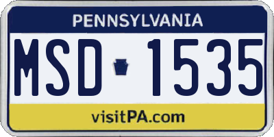 PA license plate MSD1535
