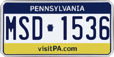 PA license plate MSD1536