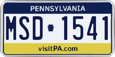 PA license plate MSD1541