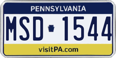 PA license plate MSD1544