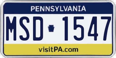 PA license plate MSD1547