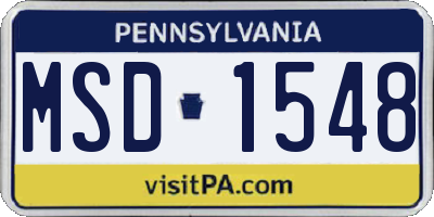 PA license plate MSD1548
