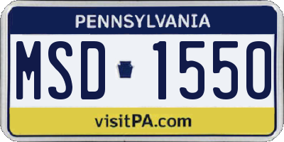 PA license plate MSD1550