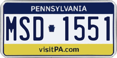 PA license plate MSD1551
