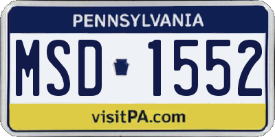 PA license plate MSD1552