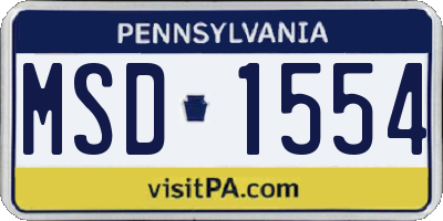PA license plate MSD1554