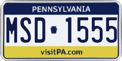 PA license plate MSD1555