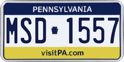 PA license plate MSD1557