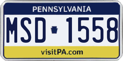 PA license plate MSD1558