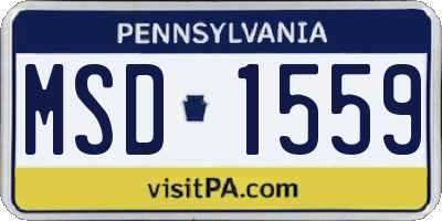 PA license plate MSD1559
