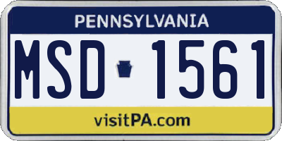 PA license plate MSD1561
