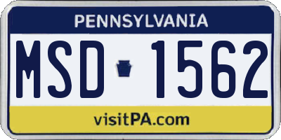 PA license plate MSD1562