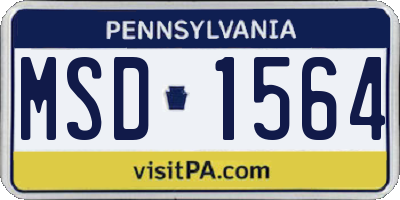 PA license plate MSD1564