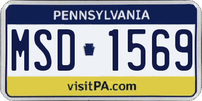 PA license plate MSD1569