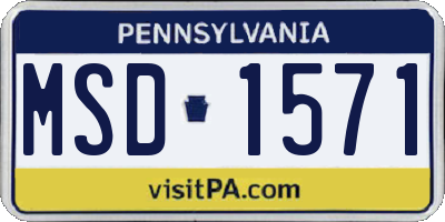 PA license plate MSD1571
