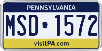 PA license plate MSD1572