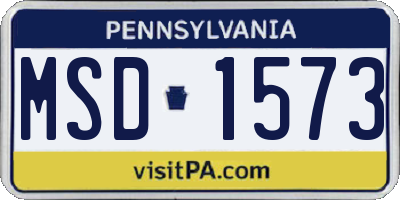 PA license plate MSD1573