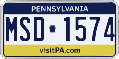 PA license plate MSD1574