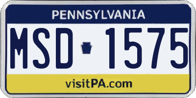PA license plate MSD1575