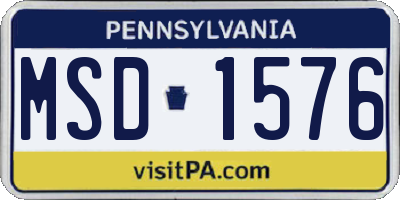 PA license plate MSD1576