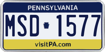 PA license plate MSD1577