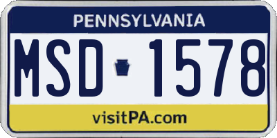 PA license plate MSD1578