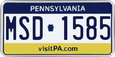 PA license plate MSD1585