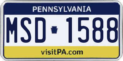 PA license plate MSD1588