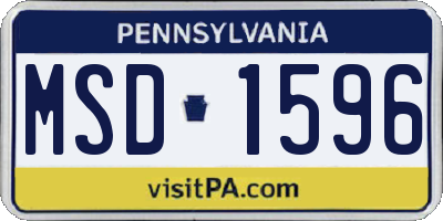 PA license plate MSD1596