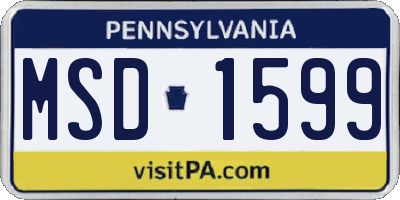 PA license plate MSD1599