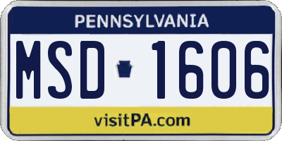 PA license plate MSD1606