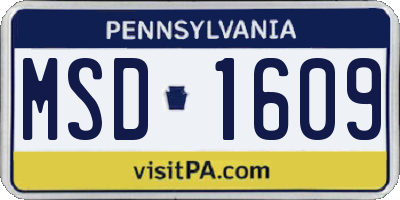 PA license plate MSD1609