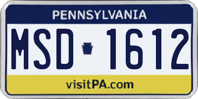 PA license plate MSD1612
