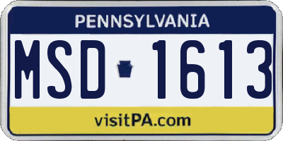 PA license plate MSD1613