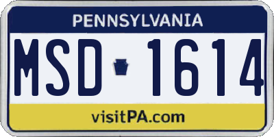 PA license plate MSD1614